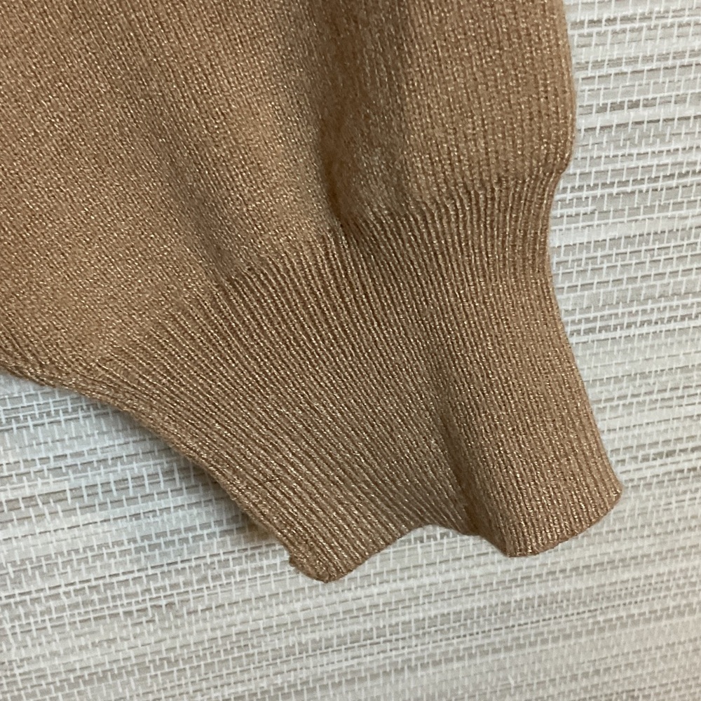 Line and Dot Favorite Off Shoulder Sweater Taupe Large Asymmetrical Tan - Picture 5 of 16